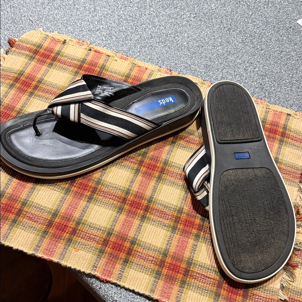 Keds Black and White Striped Sandals